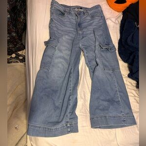 Women’s American EagleSize 14 X-Short Super High Rise Baggy Wide Leg Cargo Jeans